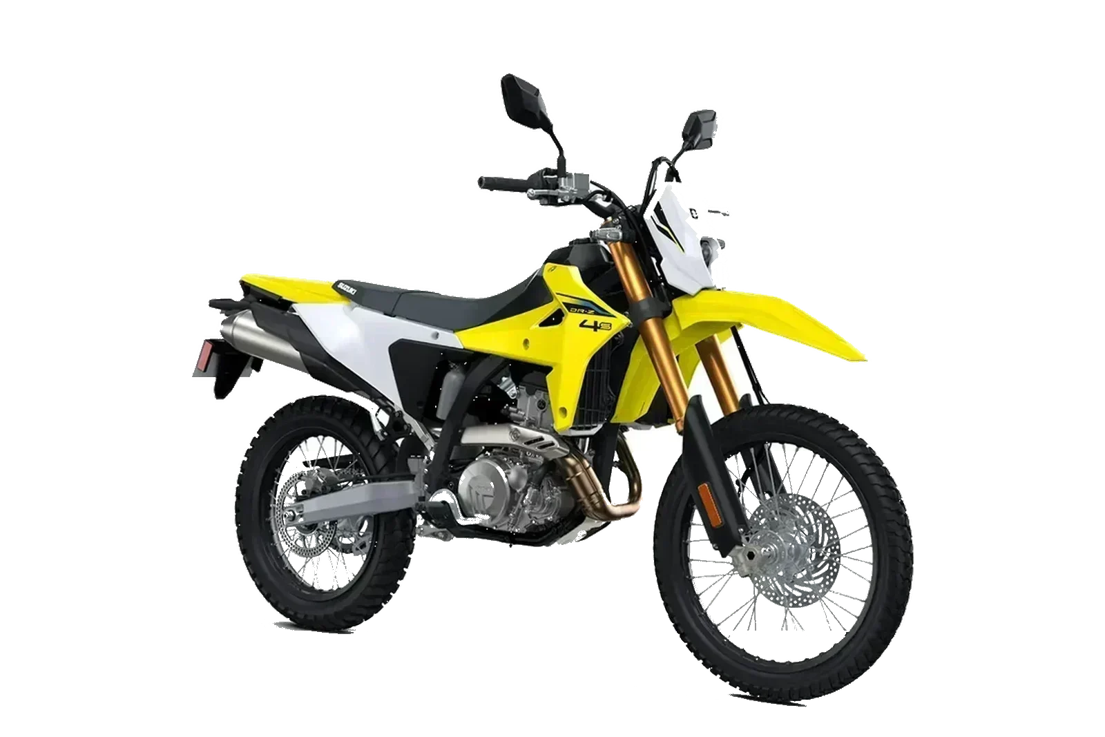 Suzuki DR-Z4S Giallo, inclinata a destra