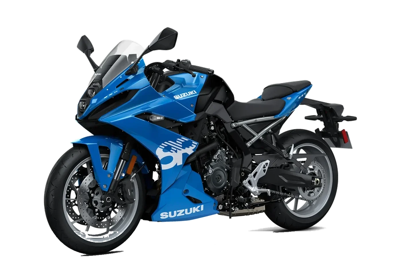 Suzuki GSX-8R BLU MIAMI, inclinata a sinistra