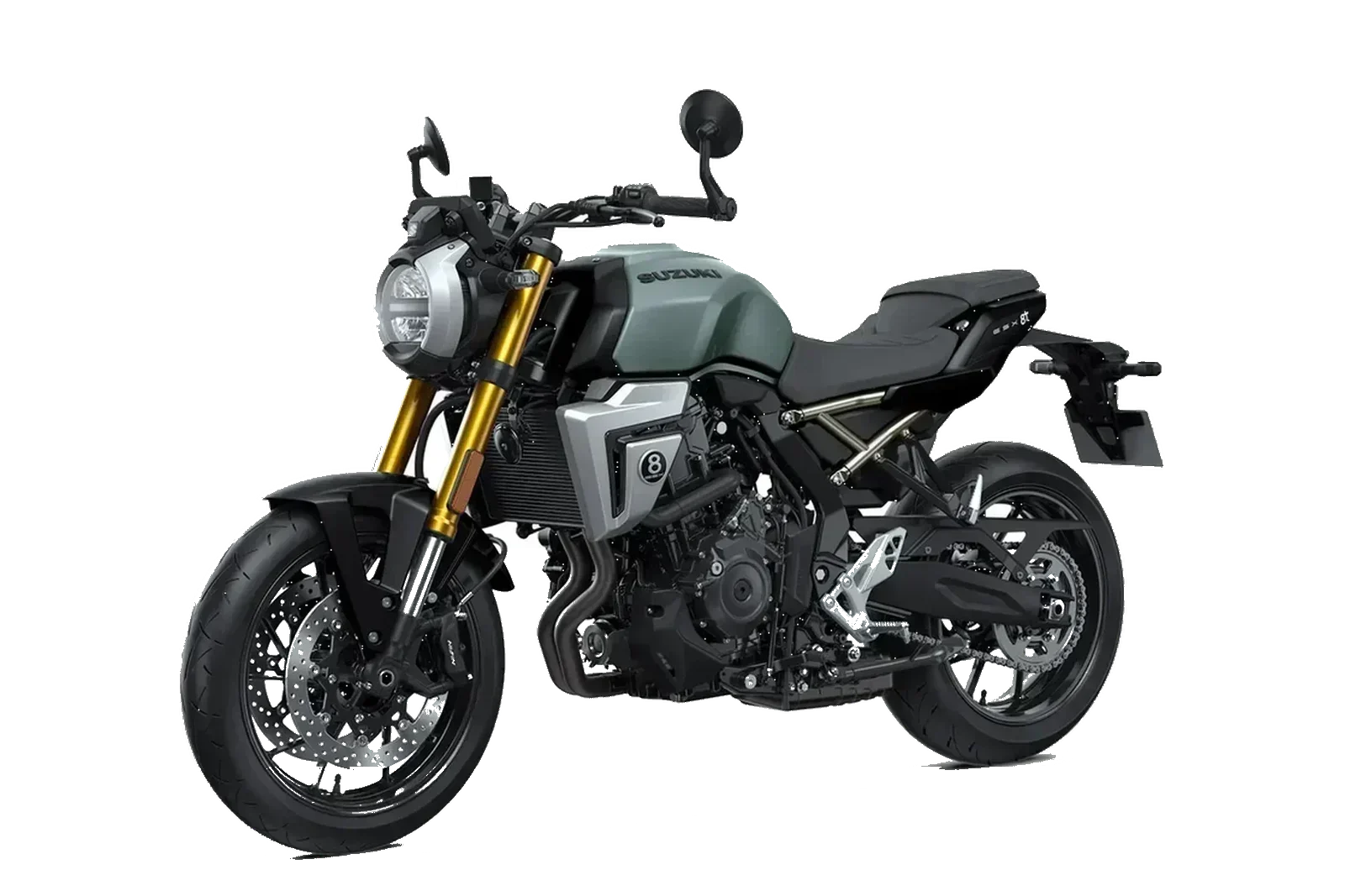 Suzuki GSX-8T Giallo, inclinata a sinistra
