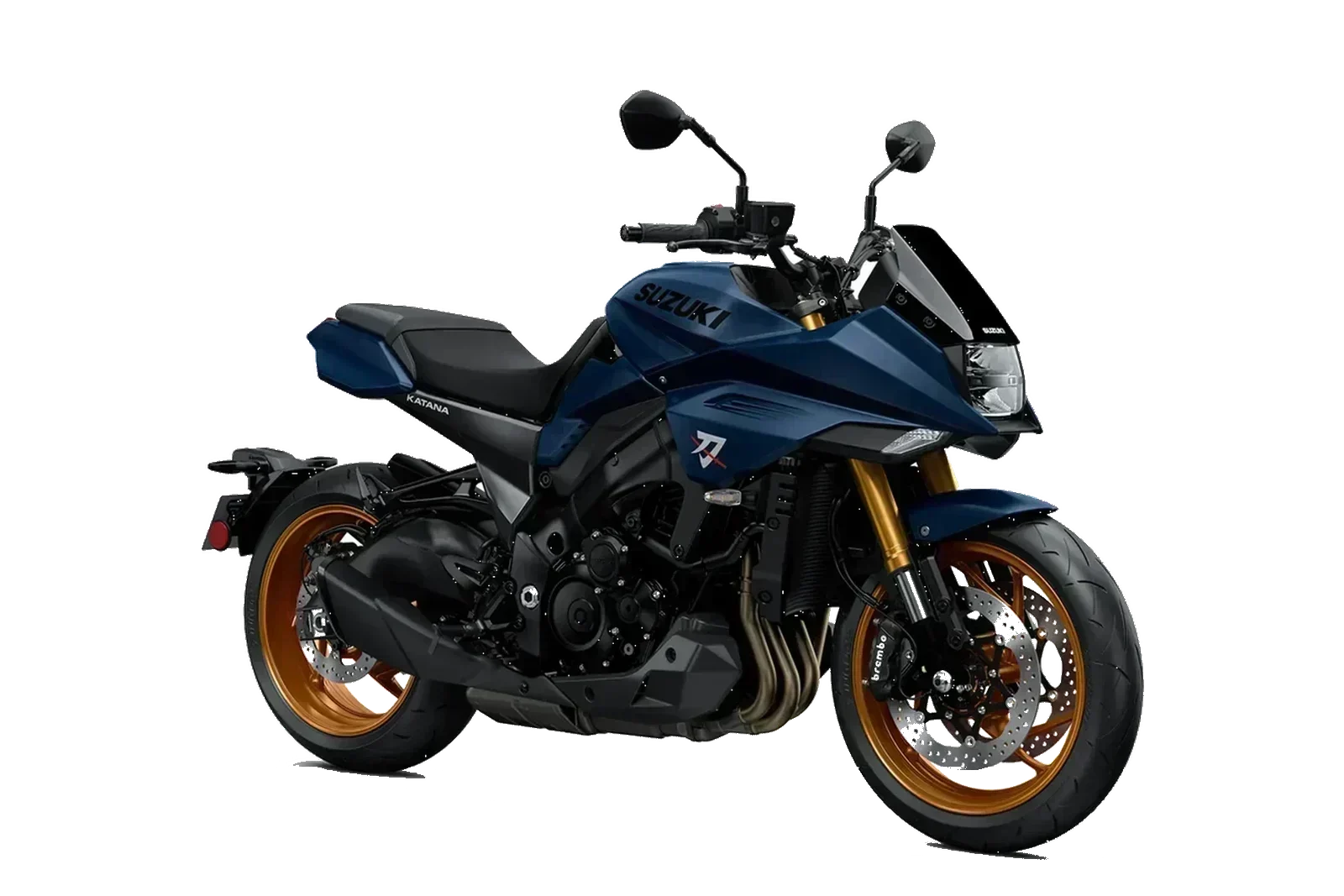 Suzuki KATANA Blu, inclinata a destra