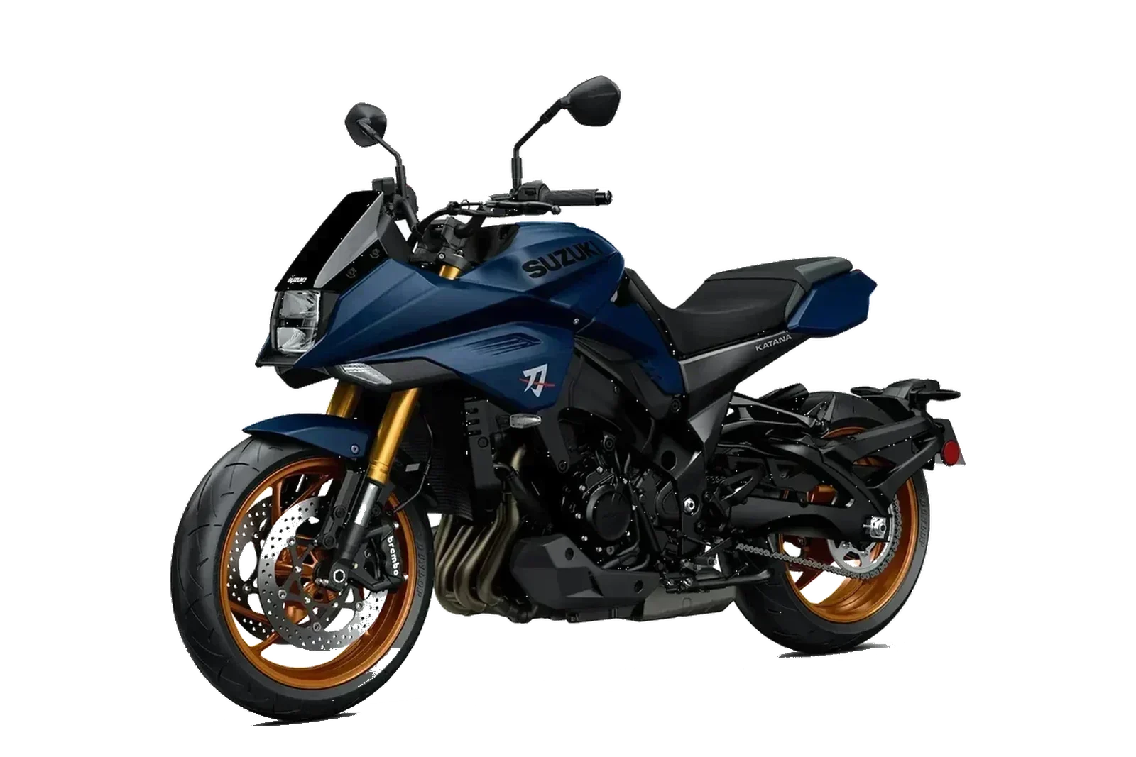 Suzuki KATANA Blu, inclinata a sinistra