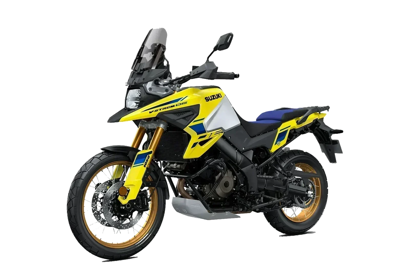 Suzuki V-STROM 1050DE Giallo, inclinata a sinistra